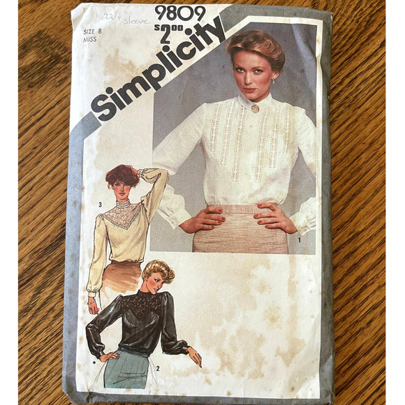 Vintage 1980s Simplicity 9809 Sewing Pattern Size XXS - XS Lace Top Set COMPLETE - Picture 1 of 2